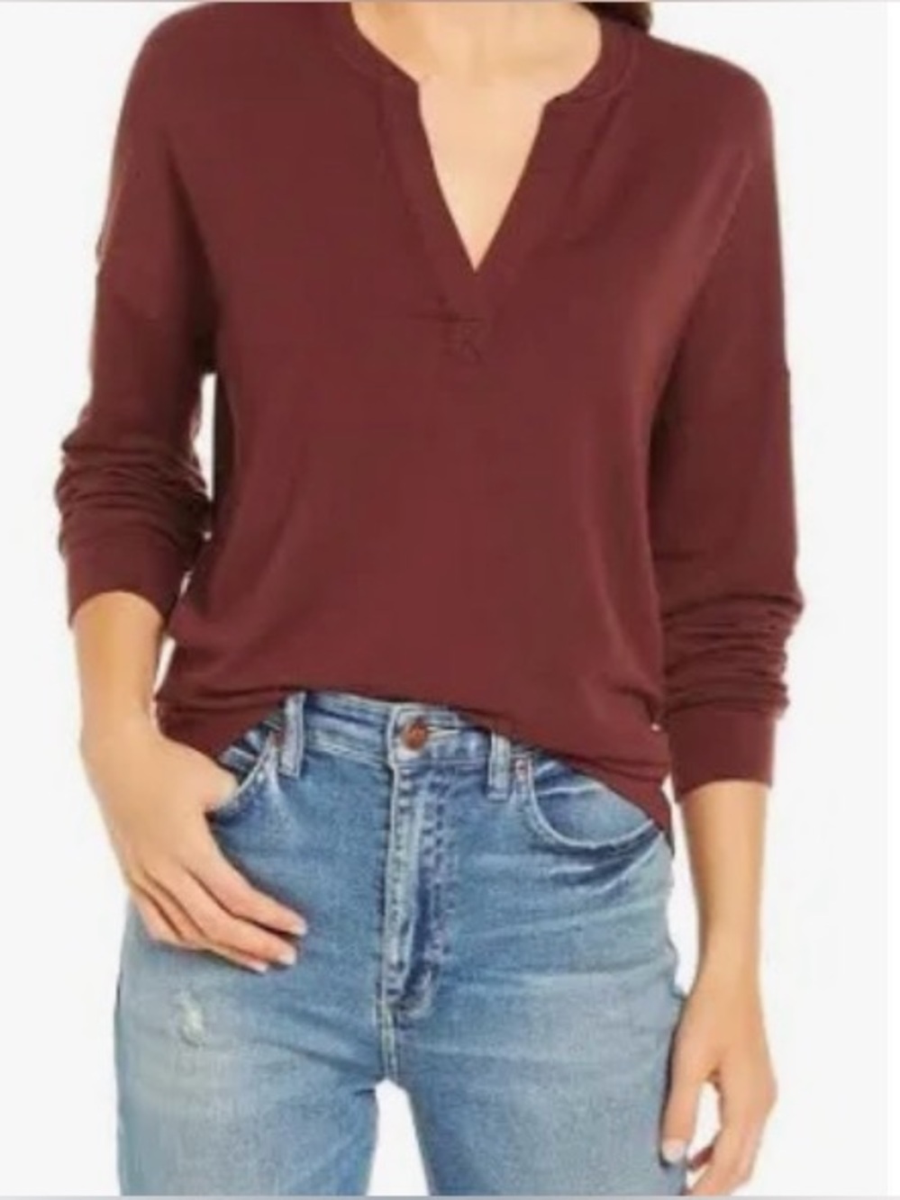 Lou & Grey Casual V-Neck Signature Soft Top - NWT - Size XS Oversized